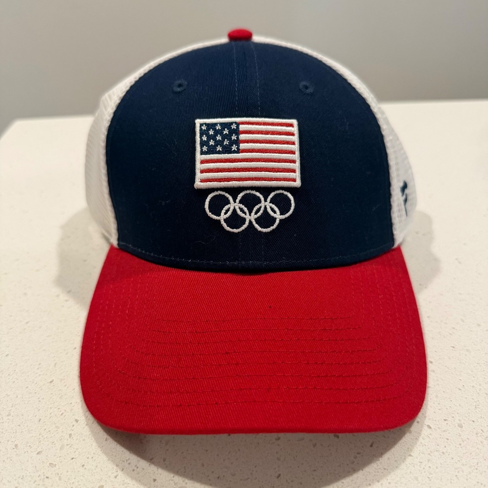Fanatics Team USA Olympics Trucker Hat Red White Blue American Flag Snapback Cap